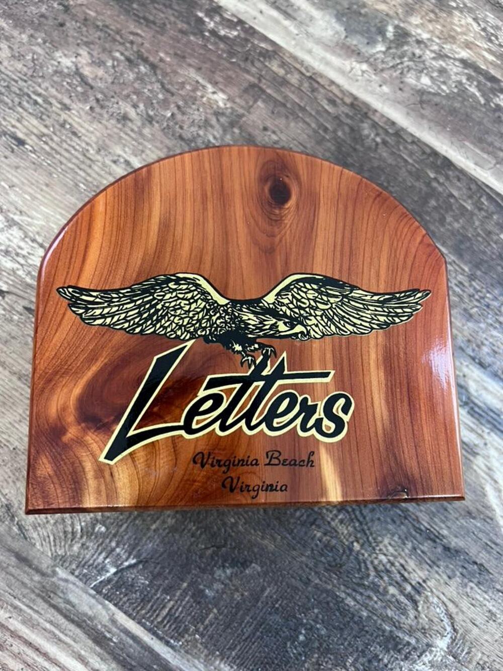 Vintage Virginia Beach Virginia Letter Holder Wooden Eagle Mail Organizer